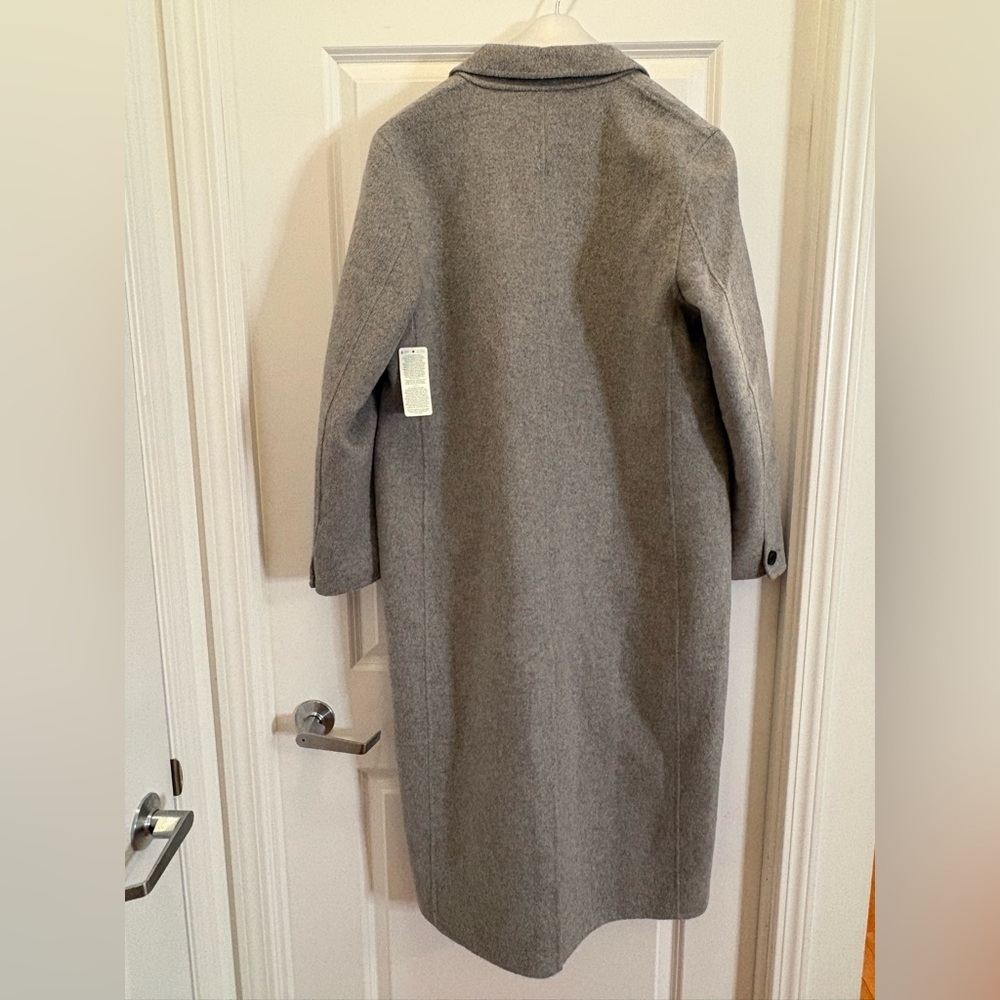 Simons Recycled Wool Blend Gray Double-Breasted Long Overcoat L/XL - Picture 3 of 14
